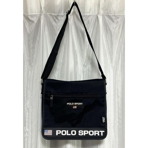 POLO Ralph Lauren Polo Sport RRL Black Rave Messenger Crossbody Bag Fast Ship - Picture 1 of 10